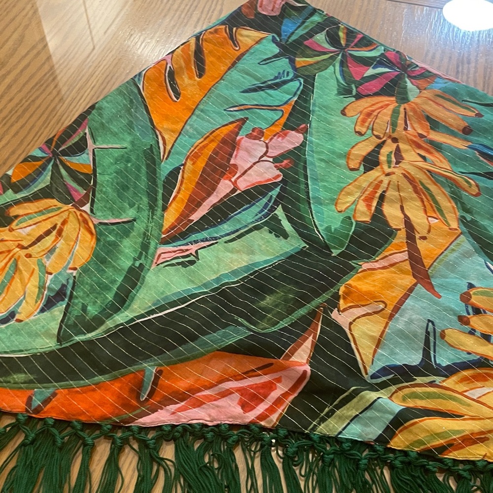 NWT Farm Rio Banana Tropical Print Sarong Wrap with Fringe OSFM - Picture 8 of 12